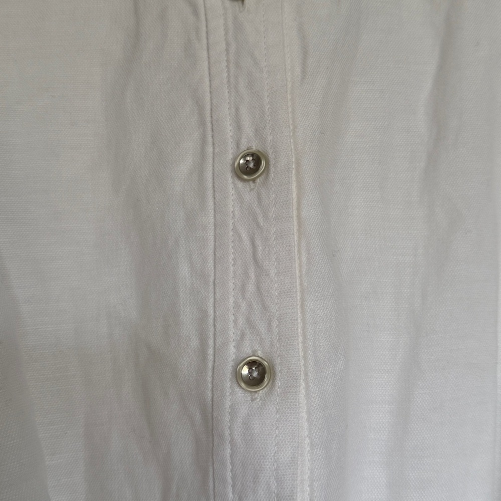 Milly White Linen tencel Button-Up Shirt Dress - Picture 4 of 9